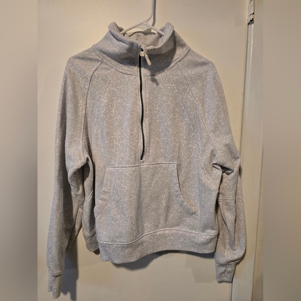Jockey Light Gray And Ivory Women's Half Zip Active Sweater